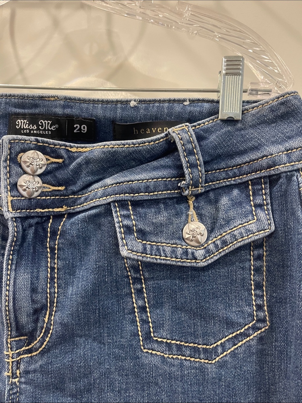 Miss Me Medium Blue Bootcut Jeans with Decorative Pockets - Picture 4 of 11